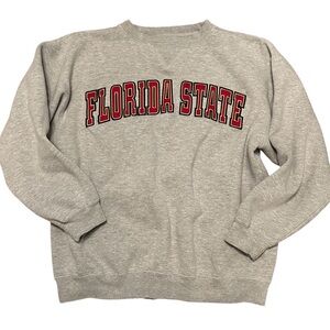 VINTAGE 90s Florida State Seminoles FSU Crewneck Sweatshirt Grey L